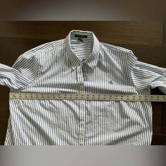 Ralph Lauren Blue and White Striped Button Down Shirt - Picture 7 of 8